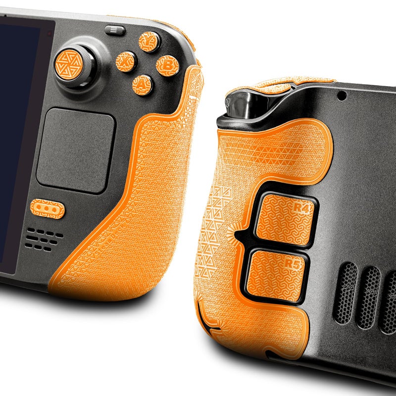 Luck&Link Controller Grip for Steam Deck OLED&LCD,Textured Skin kit,Anti-Skid Sweat-Absorbent Controllers Handle Grips, Buttons,Triggers,D-pad(Ultra-Bright Orange) - Image 1